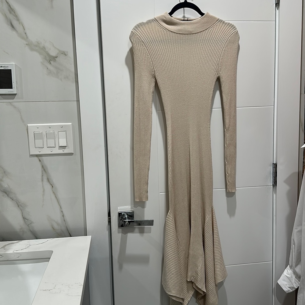 Express fitted high low side dress